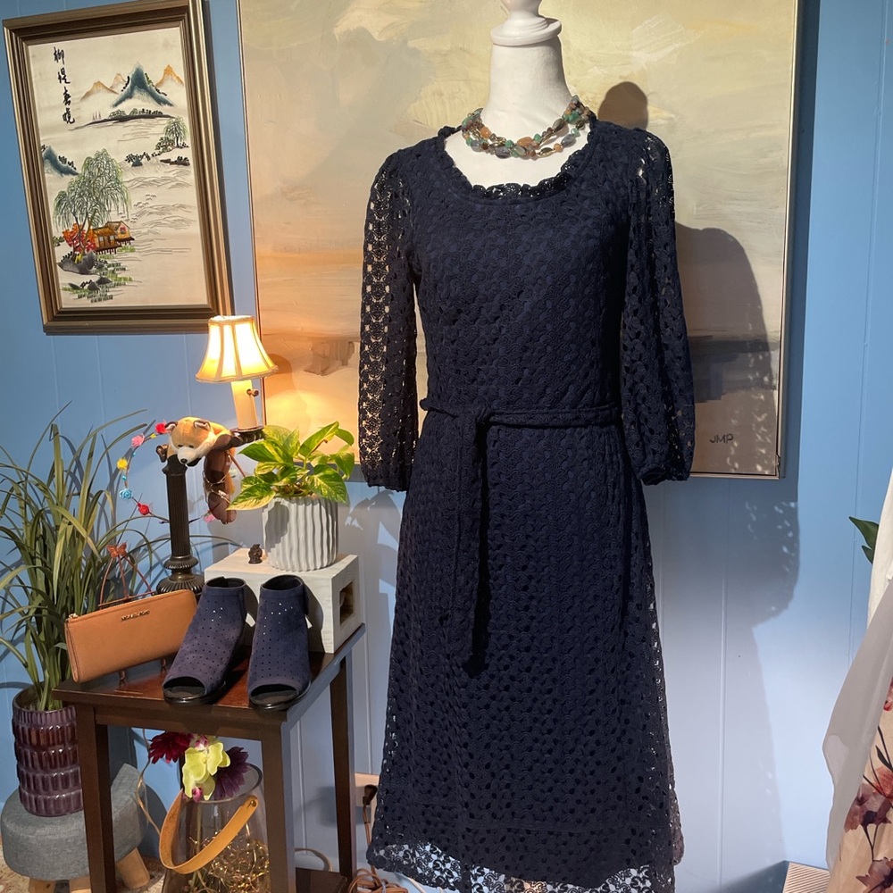 Rabbit Rabbit Rabbit Elegant Navy Lace Dress